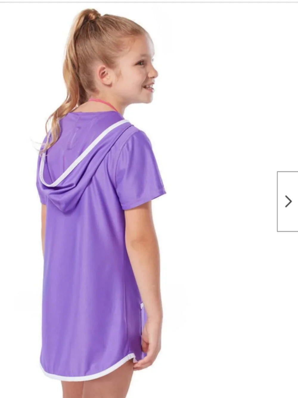Free Country Youth Girl's Swim Sun Mesh Hooded Kangaroo Cover Up ULTRAVIOLET XS